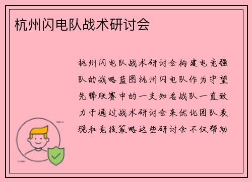 杭州闪电队战术研讨会